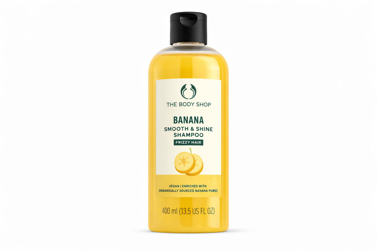 THE BODY SHOP BANANA SMOOTH AND SHINE SHMAPOO FRIZZY HAIR 40 - Kunchals