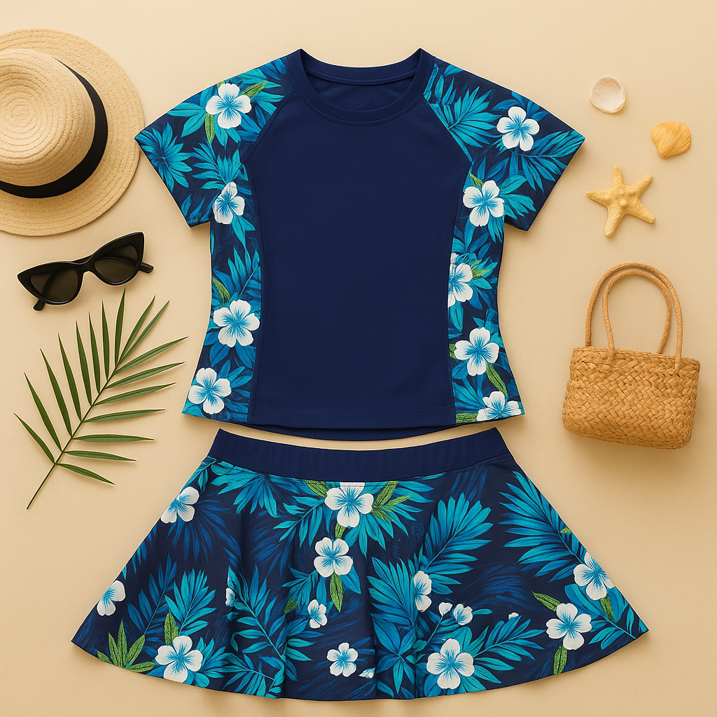Blue Lagoon Floral Swim Set