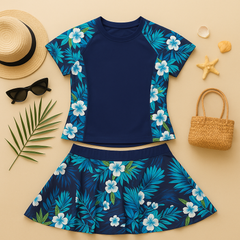 Blue Lagoon Floral Swim Set