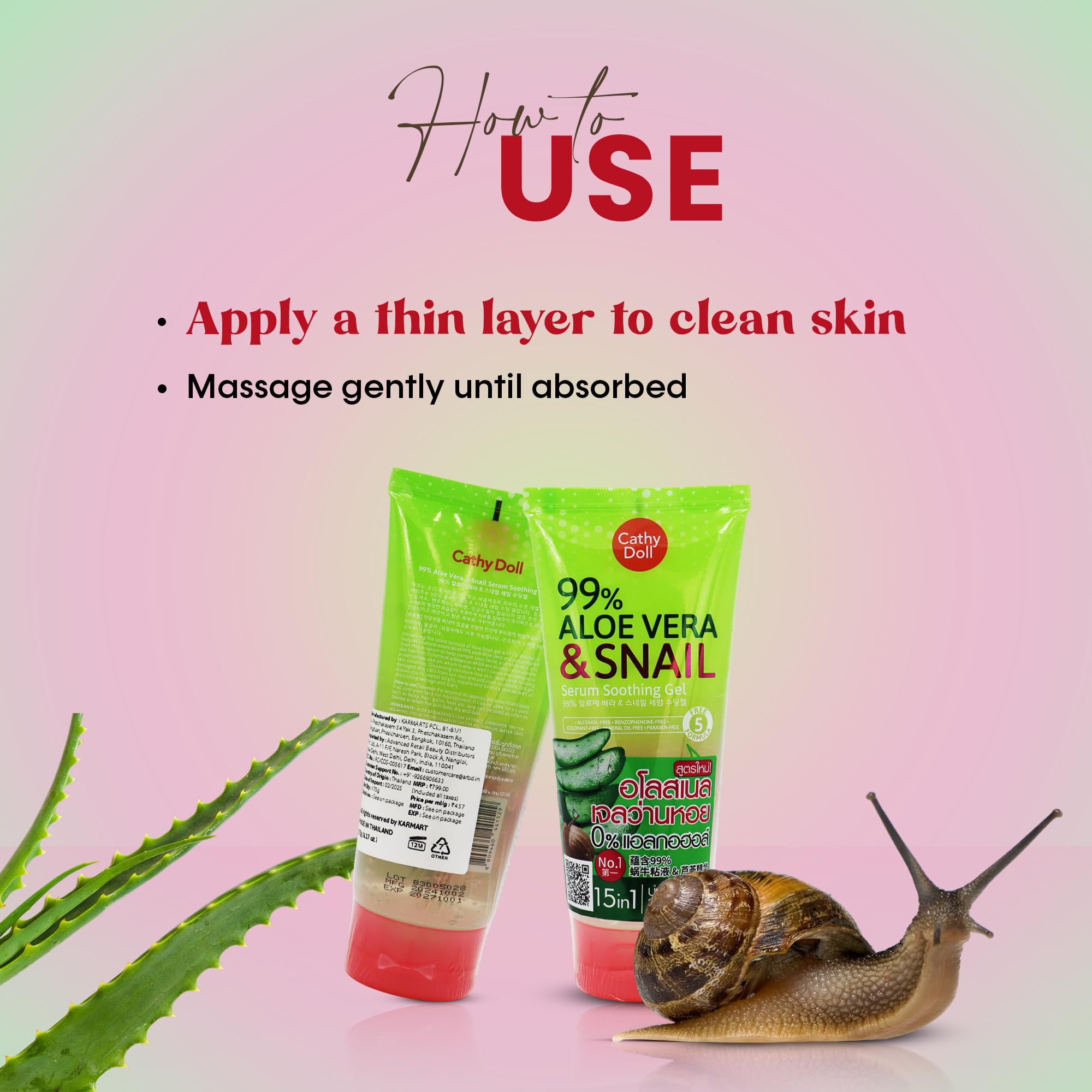 CATHY DOLL ALOE VERA & SNAIL SERUM SOOTHING GEL 175GM