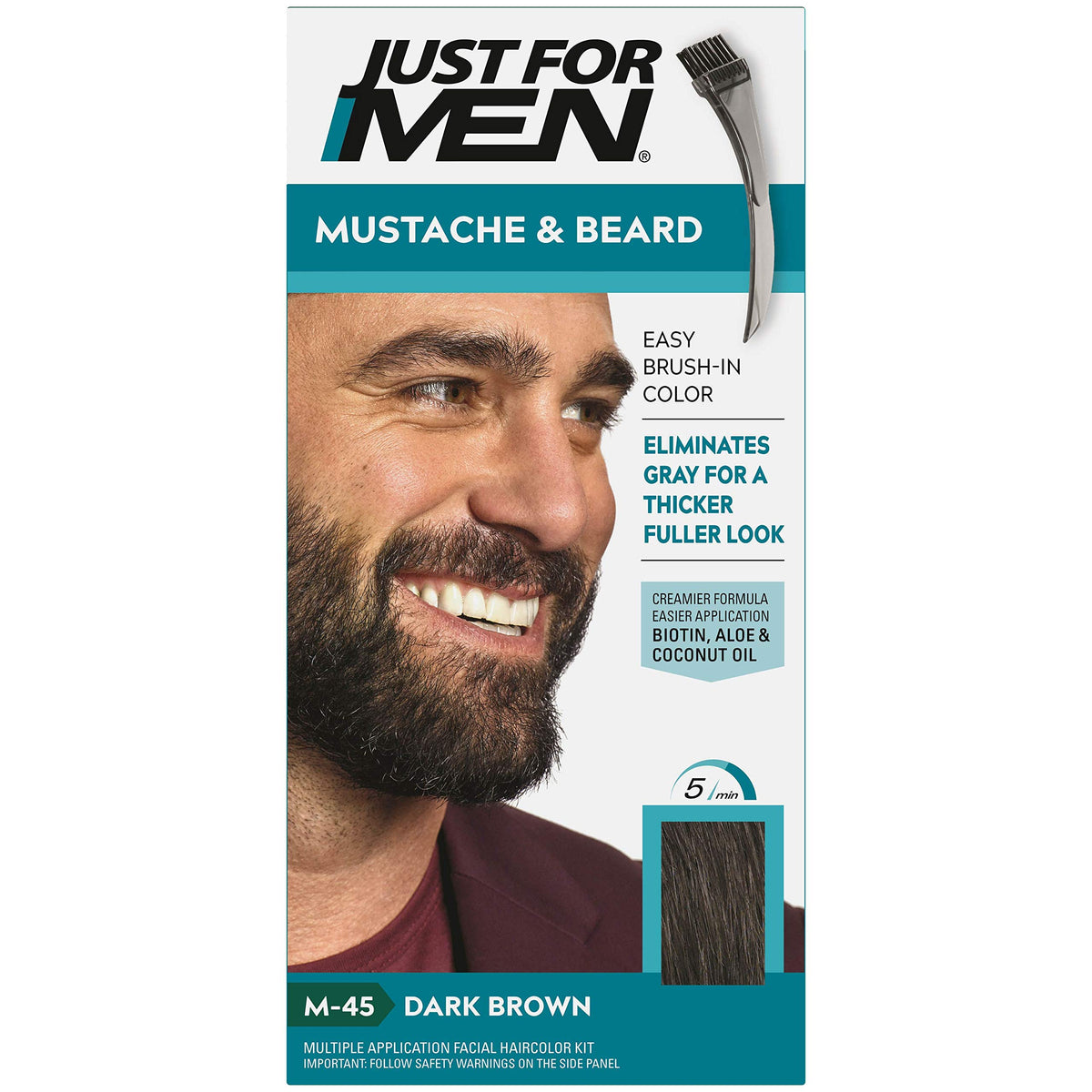 JUST FOR MEN MOUSTACHE & BEARD COLOR M45 DK BROWN