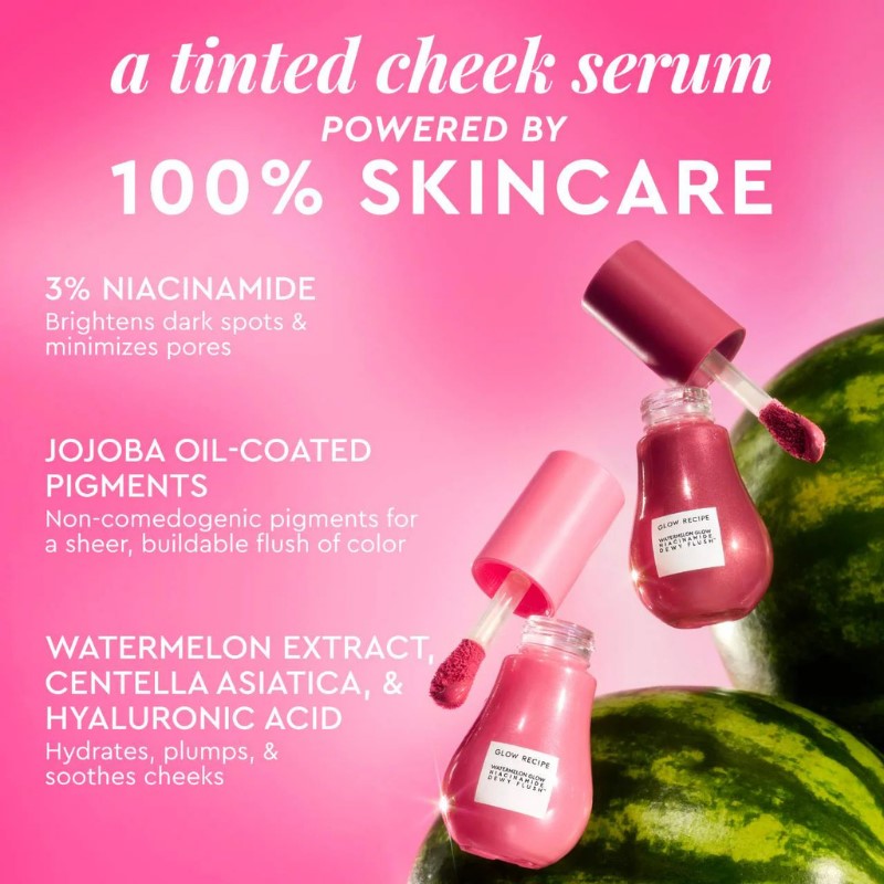Glow Recipe Watermelon Glow Niacinamide Dewy Flush - Brightening Serum Blush-GLOW RECIPE WATERMELON GLOW NIACINAMIDE DEWY FLUSH TINED SERUM 12ML WATERMELON FLUSH