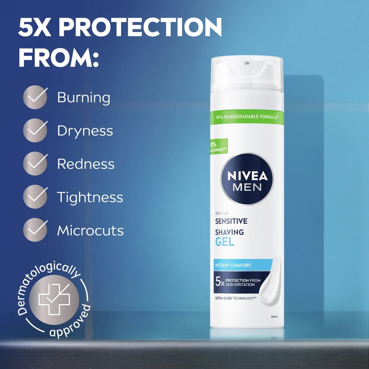 NIVEA MEN SHAVING GEL SENSETIVE COOL INSTANT PROTECTION 200M