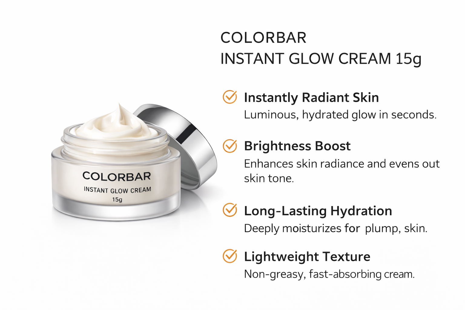 COLORBAR INSTANT GLOW CREAM 15G - Kunchals