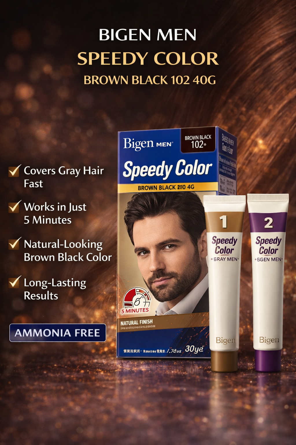 BIGEN MEN SPEEDY COLOR BROWN BLACK 102 40G