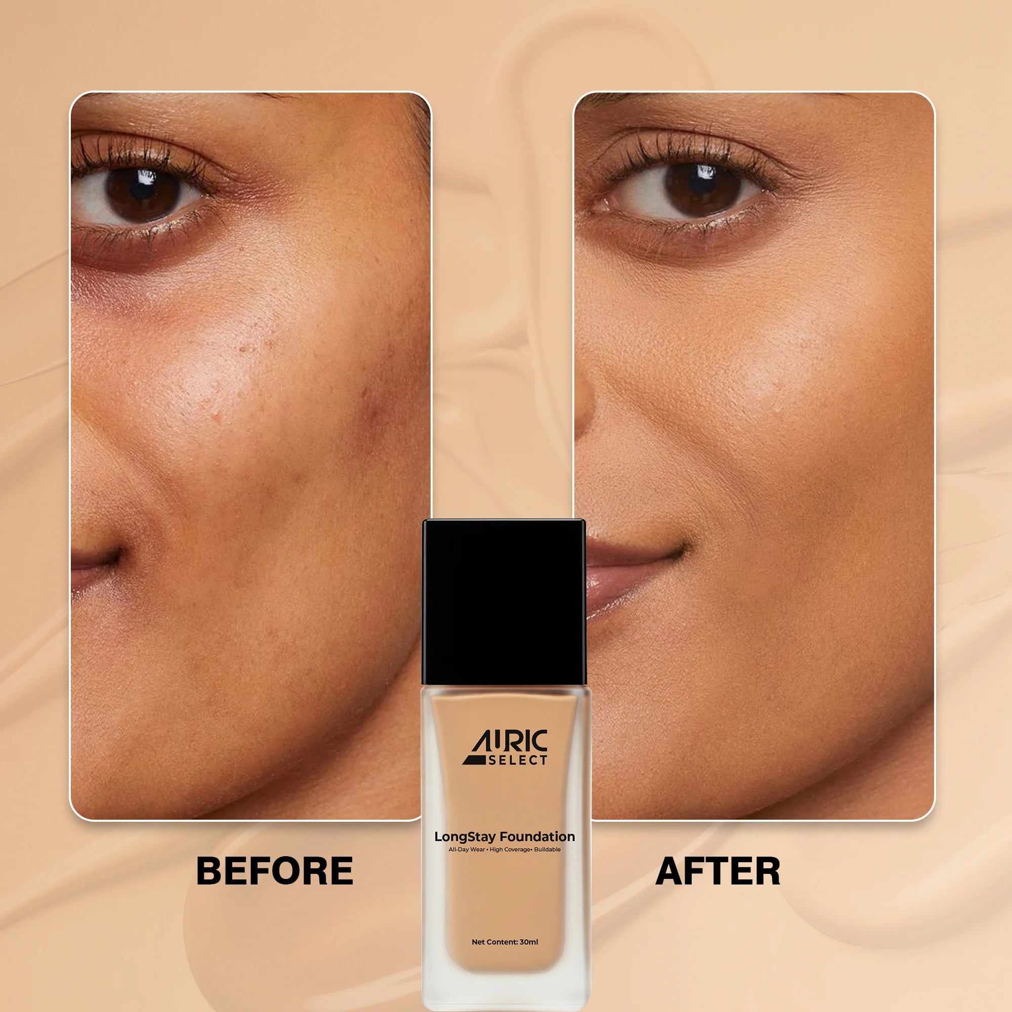 AURIC LONGSTAY FOUNDATION 30ML ASF1101 COOL IVORY