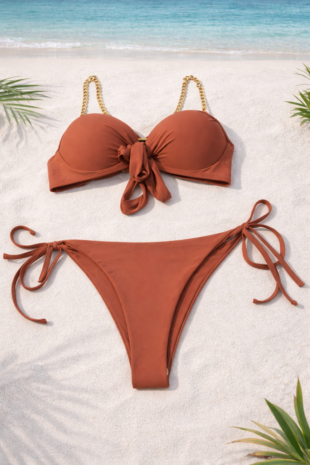 SUNSET CHAIN TIE BIKINI SET - Kunchals