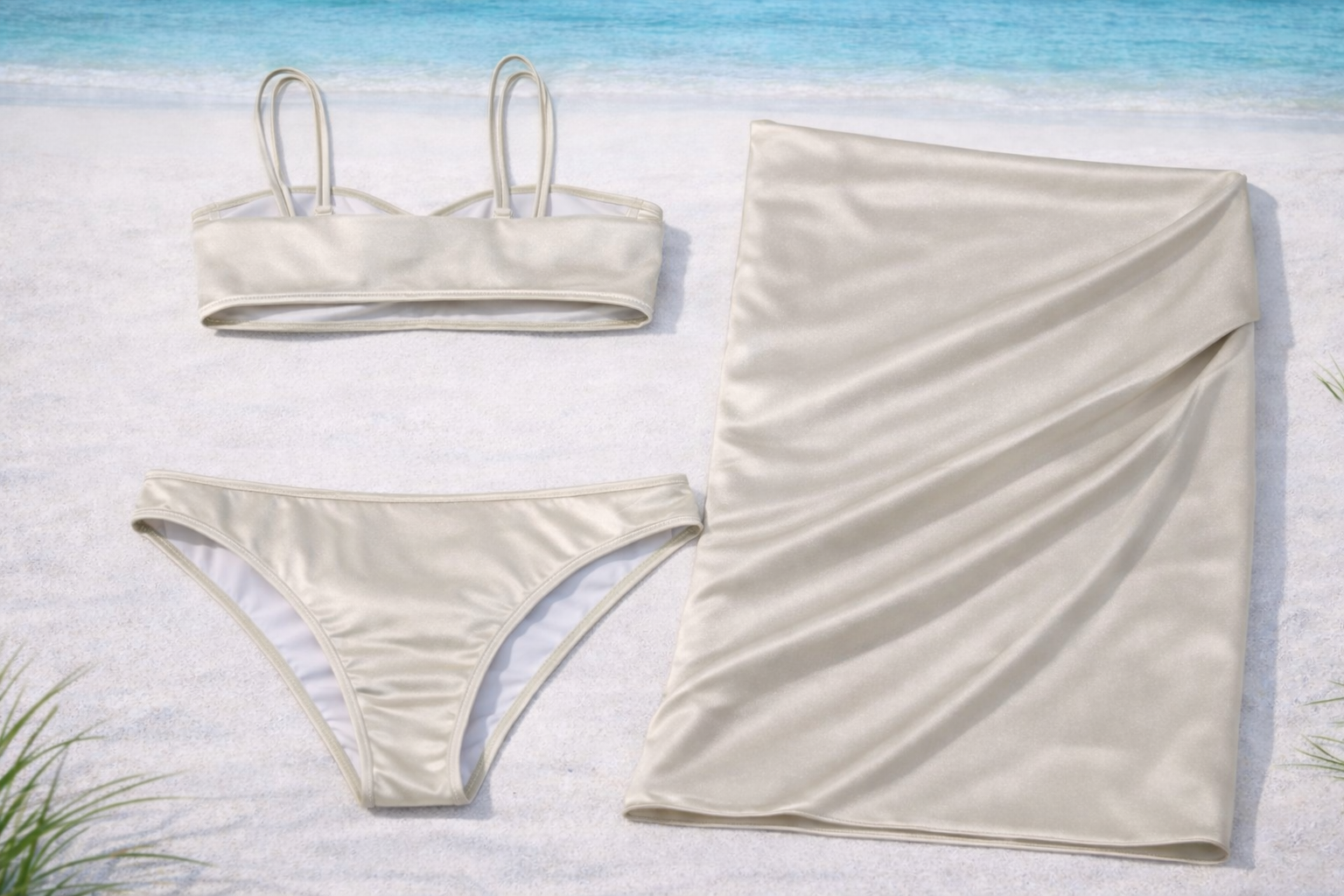 CHAMPAGNE CHARM DRAPE BIKINI SET - Kunchals