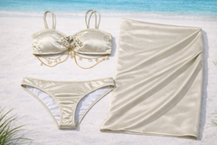 CHAMPAGNE CHARM DRAPE BIKINI SET - Kunchals