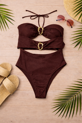 ✨ Golden Knot Cut-Out One-Piece Swimsuit