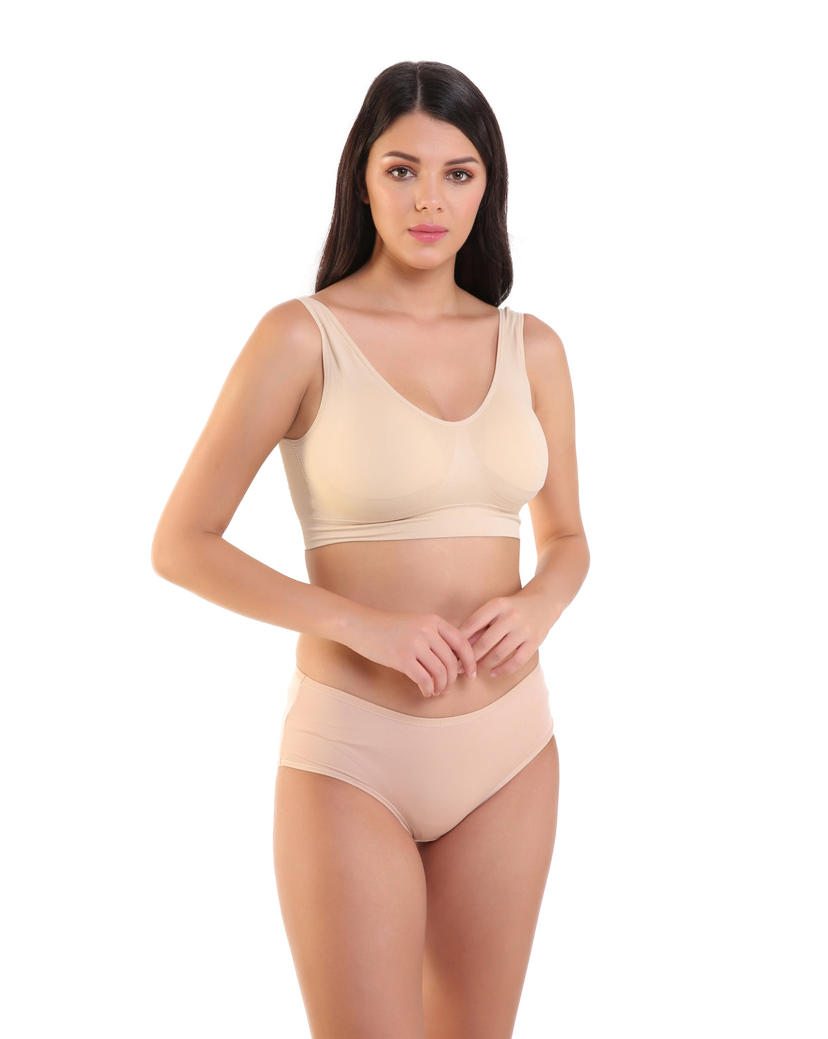 Kate High Coverage Mid Waist Hipster Panty - Beige