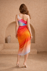 Sunrise Canvas One-Shoulder Swimsuit & Sarong Set