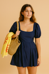 BLUE HORIZON PUFF DRESS - Kunchals