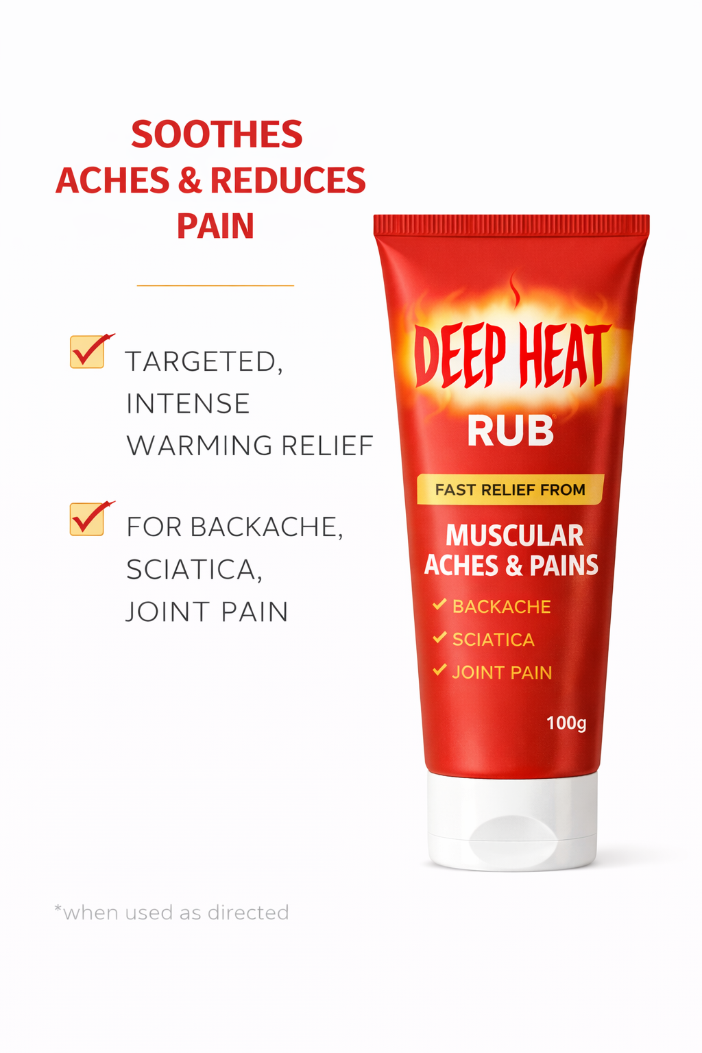 DEEPHEAT RUB FAST RELIEF FROM MUSCULAR ACHES & PAINS 100G