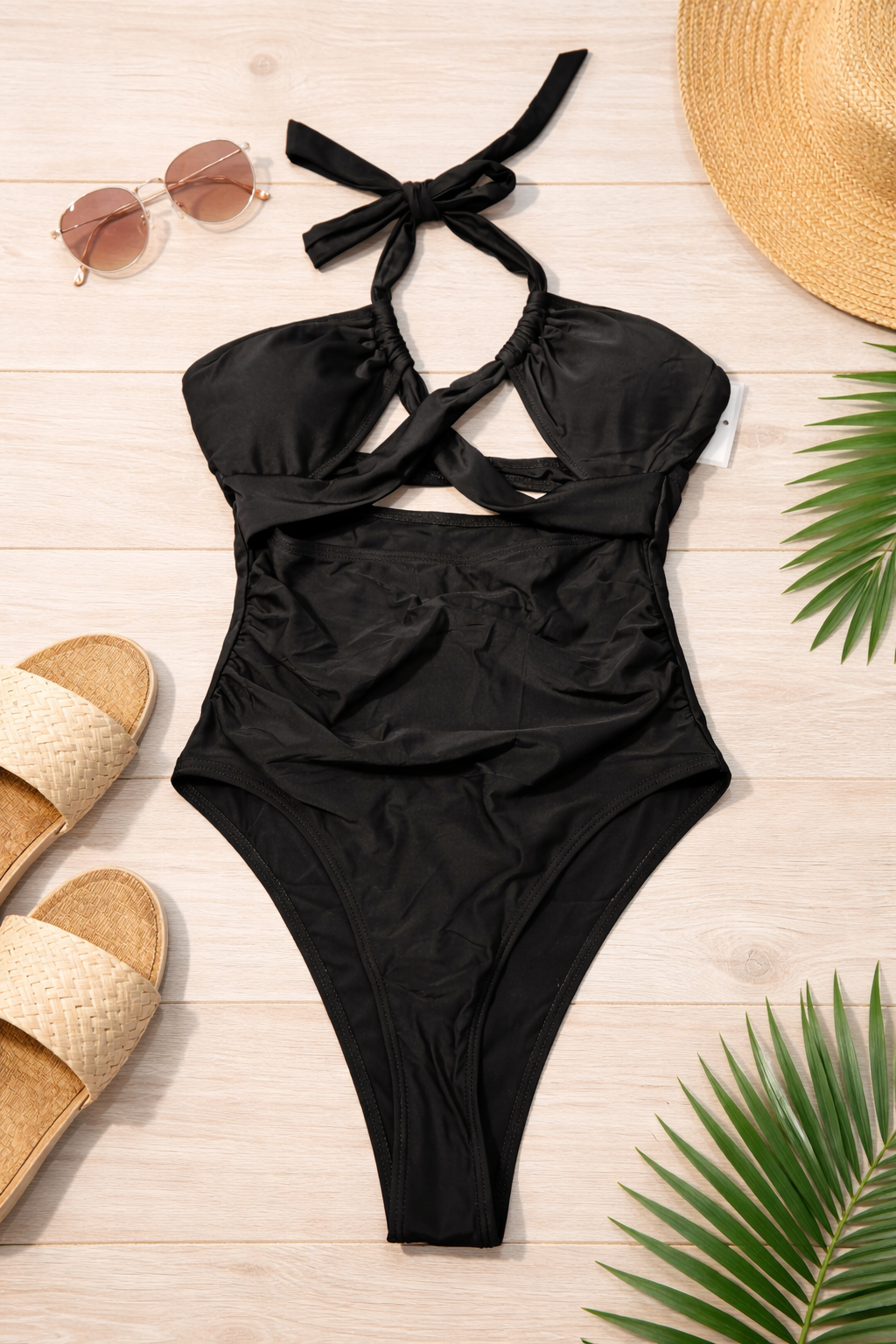 Midnight Knot Halter One-Piece Swimsuit