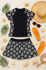 Black Flora Summer Swim Outfit