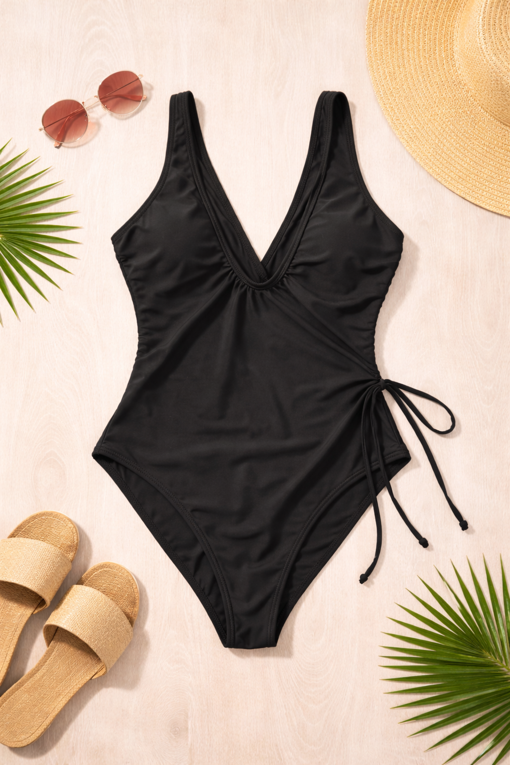 Noir Sculpt Wrap One-Piece Swimsuit