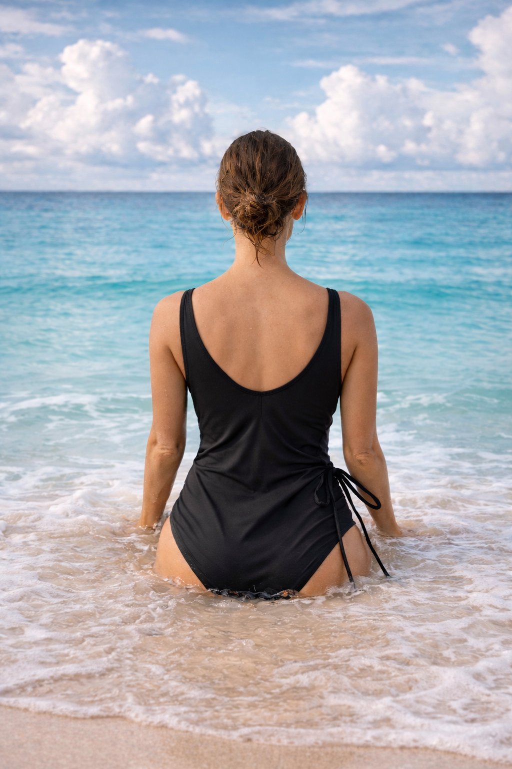 Noir Sculpt Wrap One-Piece Swimsuit