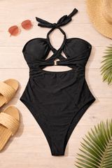 Midnight Knot Halter One-Piece Swimsuit