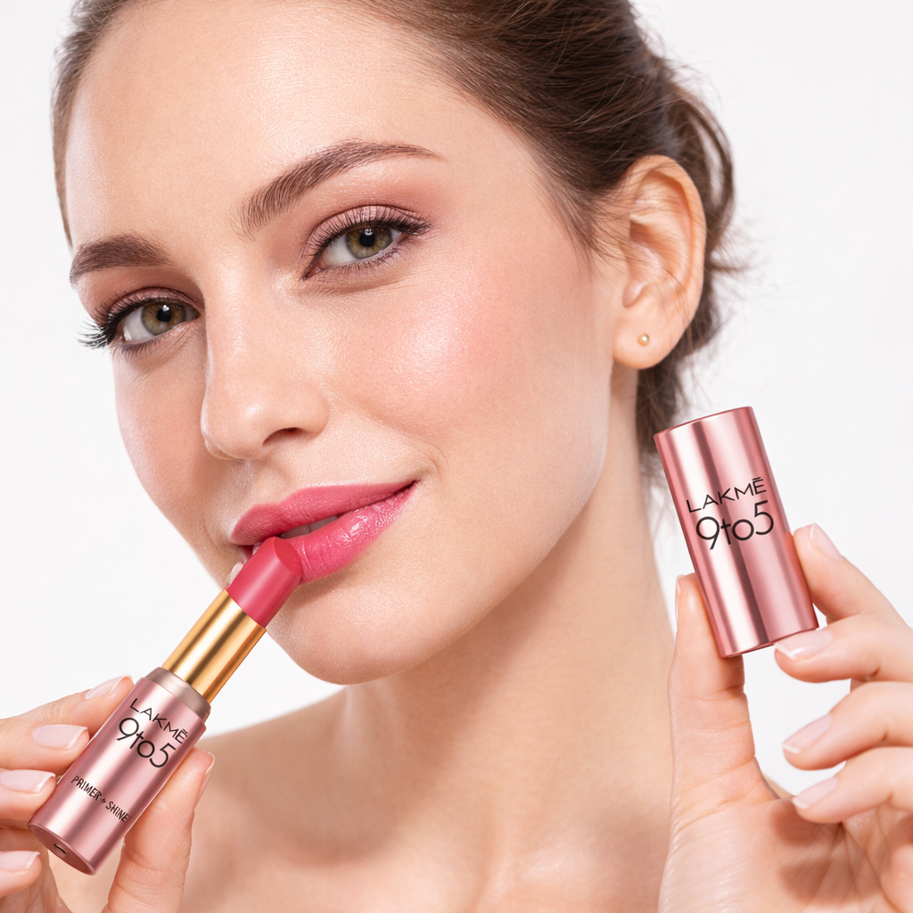 LAKME 9 TO 5 PRIMER + SHINE LIPSTICK 3.6G SP1 PINK RISE