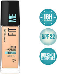 MAYBELLINE FIT ME MATTE PORELESS 16H FOUNDATION  SPF22  30ML 123