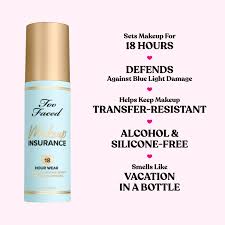 Too Faced Makeup Insurance Longwear Setting Spray + Environmental Defense 18 Hour Wear - 118g