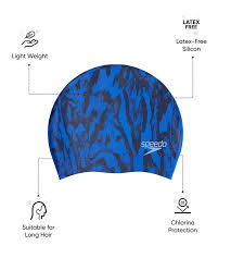 SPEEDO LONG WEAR HAIR CAP SWIM CAP BLUE/PURPLE