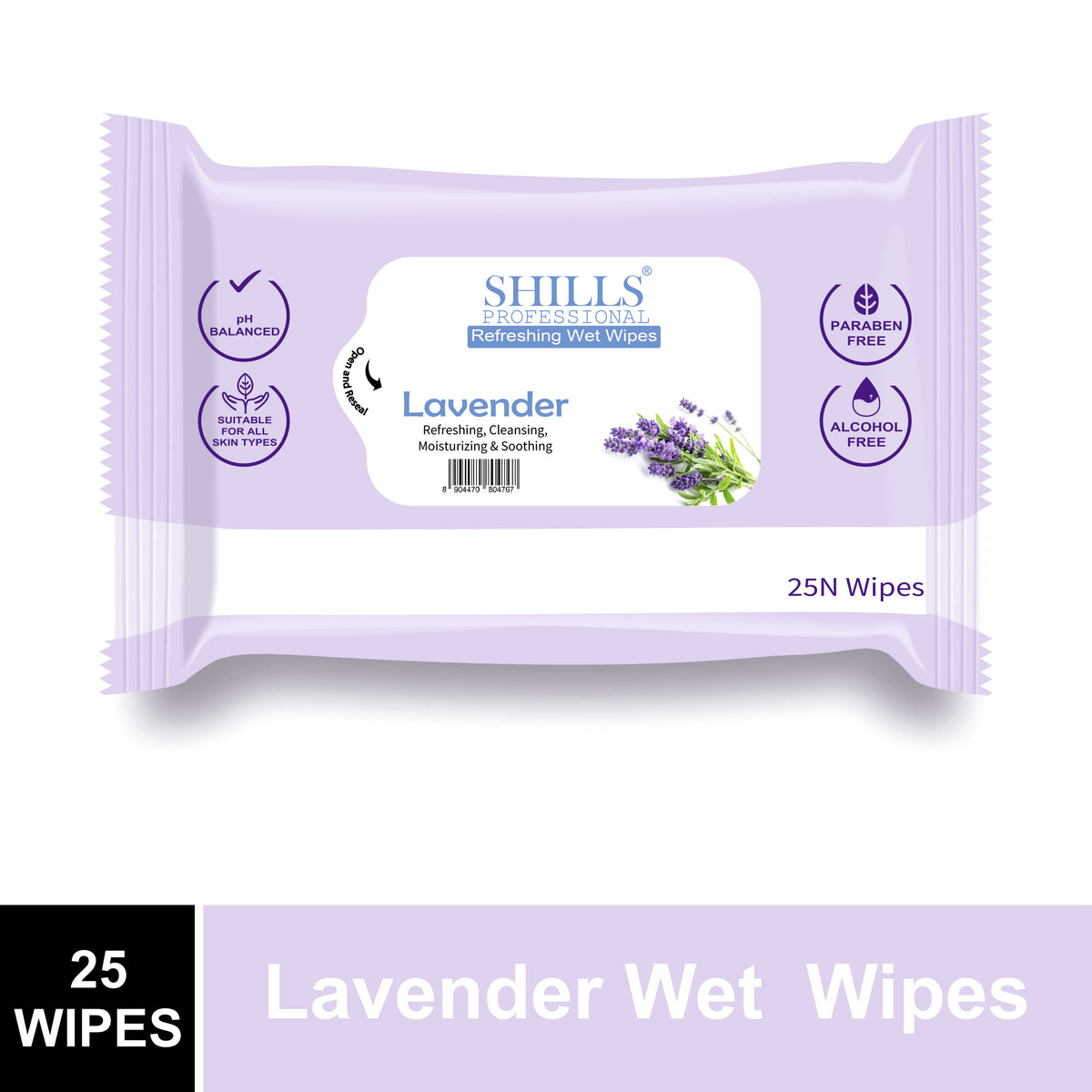 SHILLS Professional Refreshing Wet Wipes – Lavender, 25N