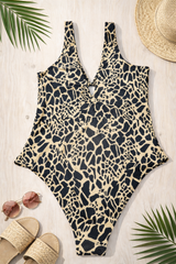 Savage Chic Leopard Cut-Out Swimsuit