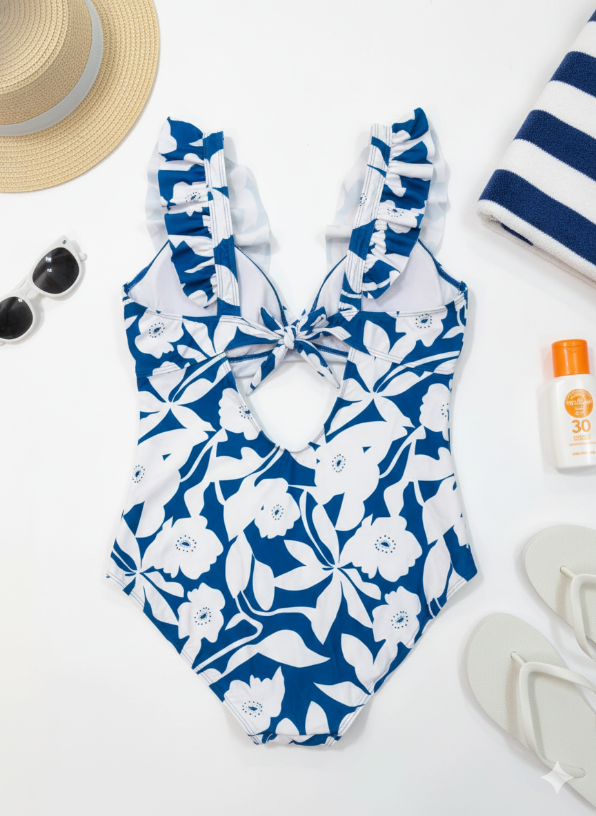 Azure Bloom One-Piece Swimsuit