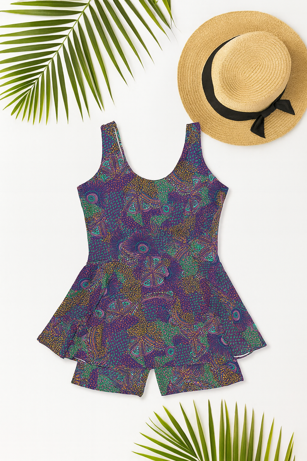 Peacock Aura Swim Dress
