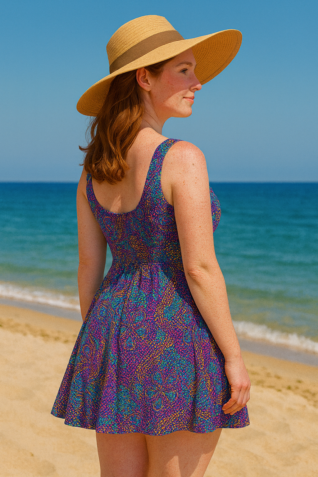 Peacock Aura Swim Dress