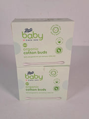 BOOTS Baby Organic Cotton Buds 2 x 200 BNIB Paper Stem Soft and Gentle