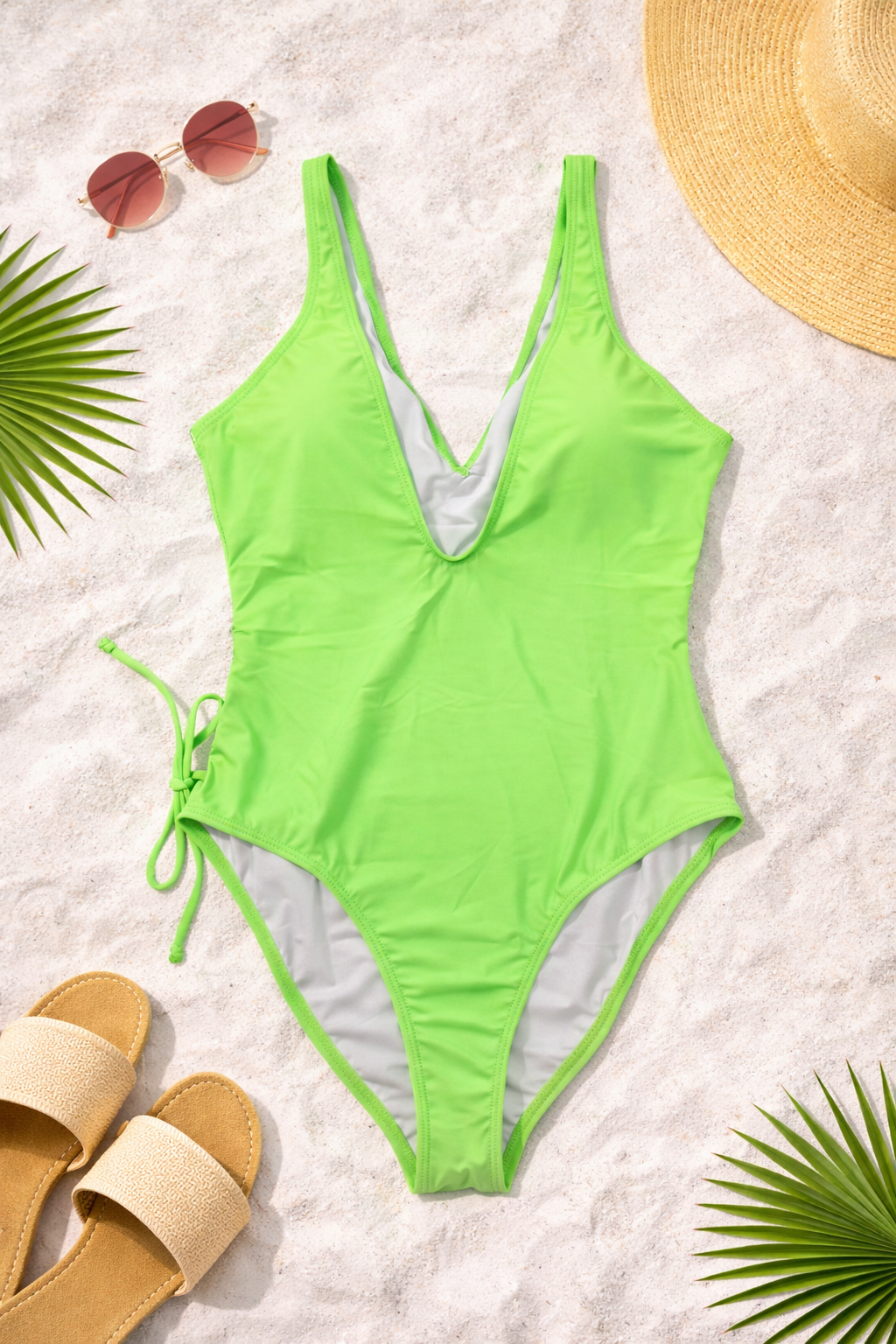 Lime Breeze Wrap-Tie One-Piece Swimsuit