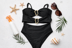 Celeste Black Cut-Out One-Piece