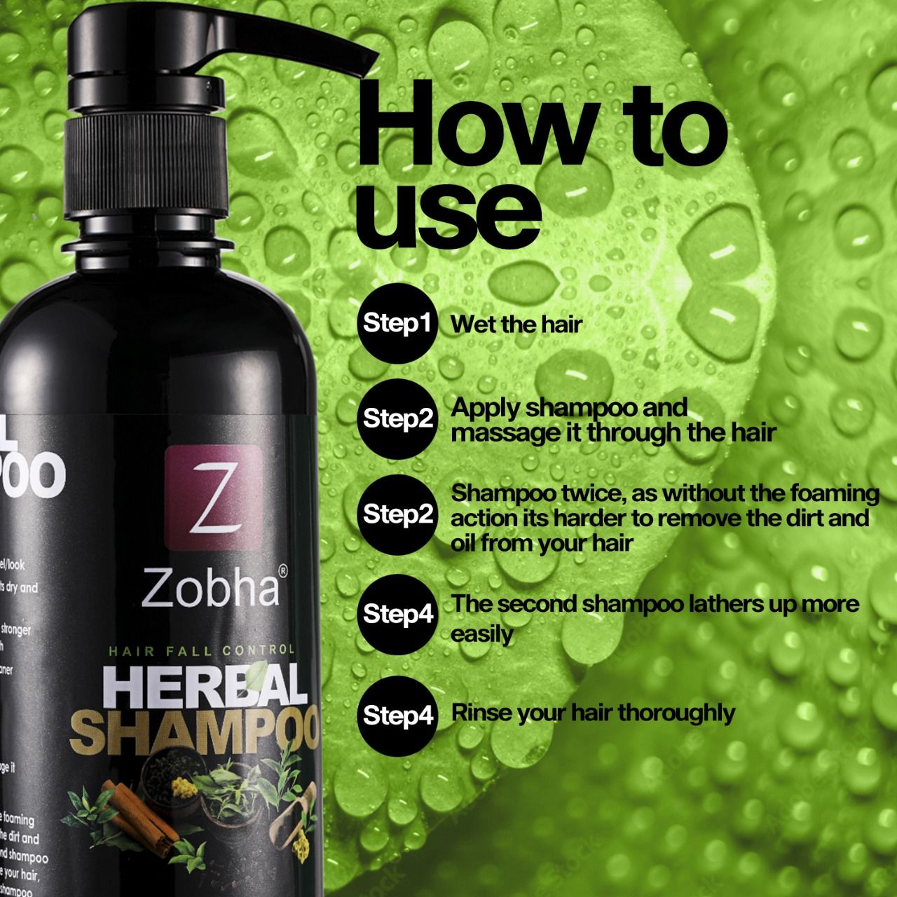 Zobha Herbal Shampoo with Hair Fall Control - 500ml