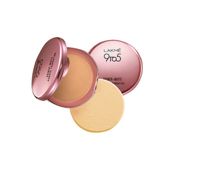 Lakme 9 to 5 Primer with Matte Powder Foundation Compact 02 Rose Silk - 9g