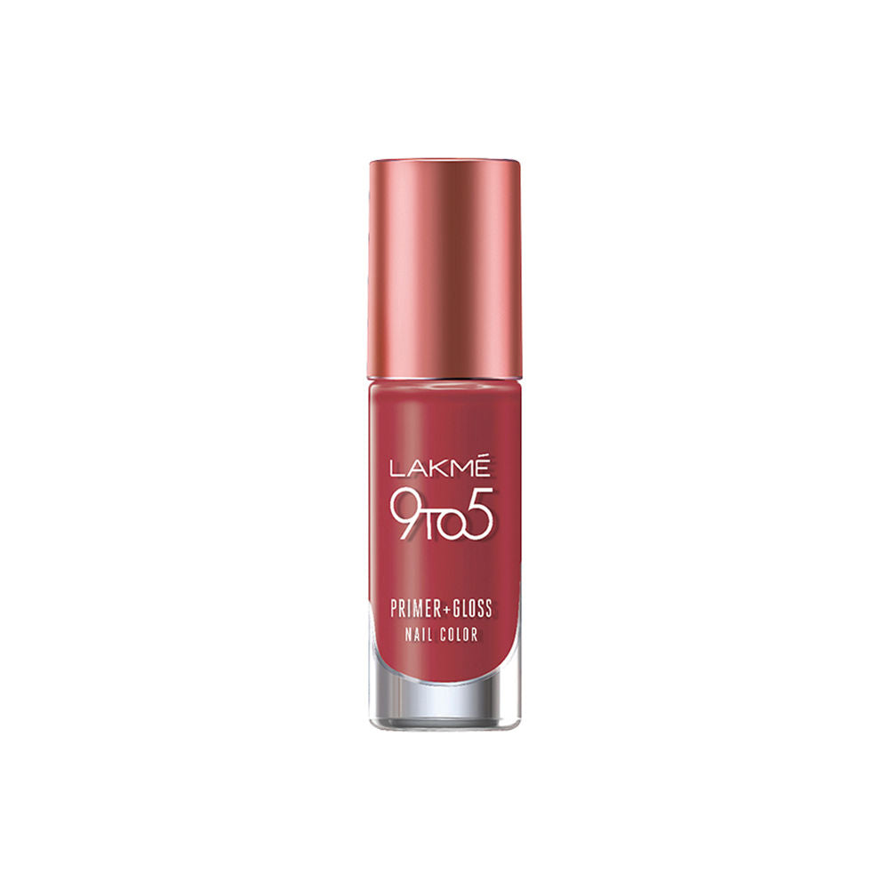 Lakmé 9 to 5 Primer + Gloss Nail Colour, Ruby Rush, 6 ml