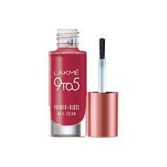 Lakmé 9 to 5 Primer + Gloss Nail Colour, Ruby Rush, 6 ml