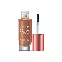 Lakmé 9 to 5 Primer + Gloss Nail Colour, Caramel Case, 6 ml