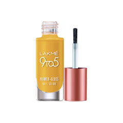 Lakmé 9 to 5 Primer + Gloss Nail Colour, Mustard Master, 6 ml