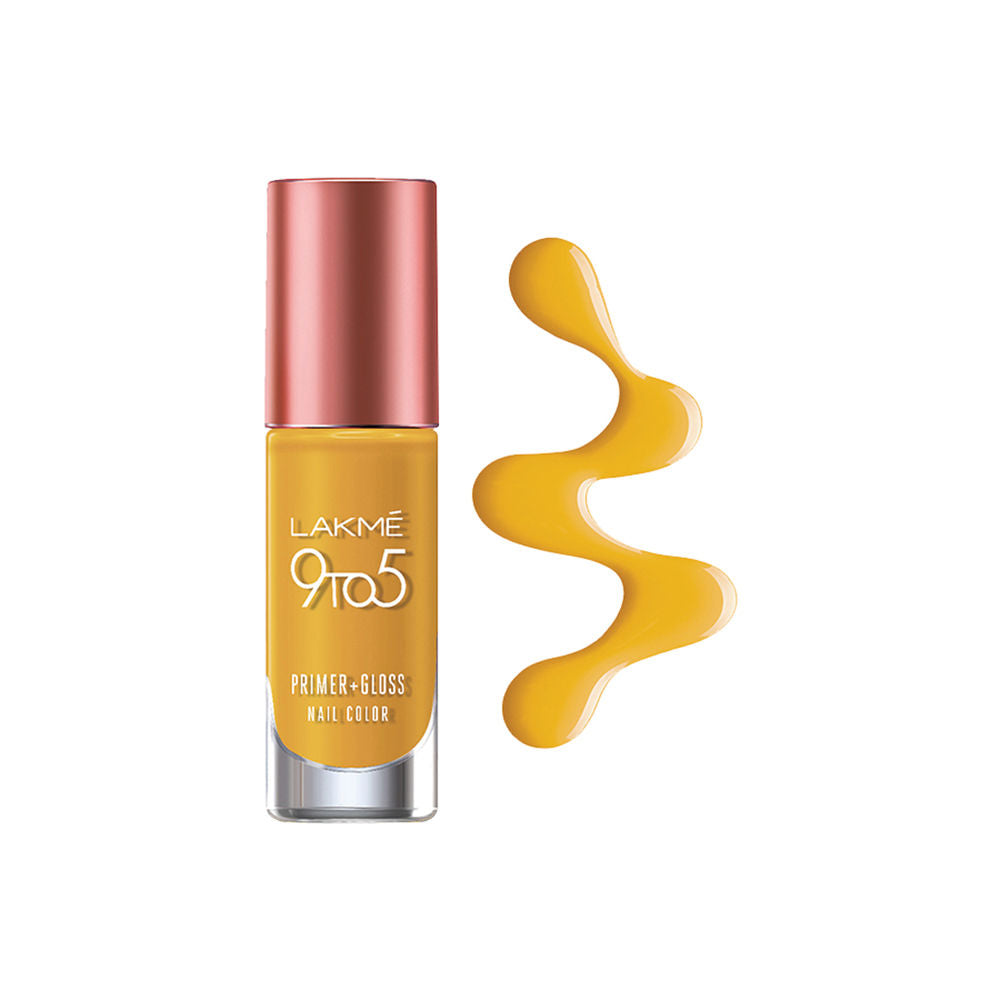 Lakmé 9 to 5 Primer + Gloss Nail Colour, Mustard Master, 6 ml
