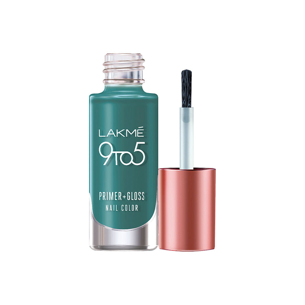 Lakmé 9 to 5 Primer + Gloss Nail Colour, Teal Deal, 6 ml