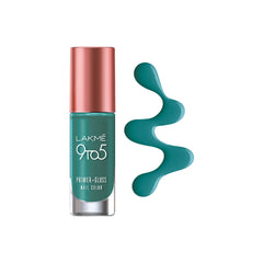 Lakmé 9 to 5 Primer + Gloss Nail Colour, Teal Deal, 6 ml