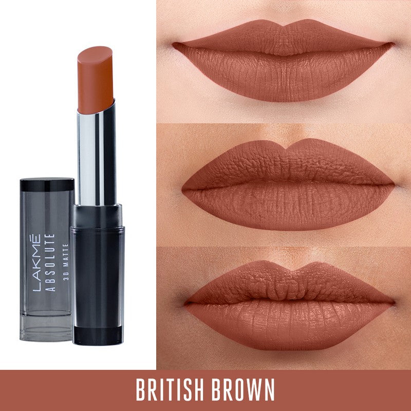 Lakme Absolute 3D Lipstick, British Brown - 3.6 g