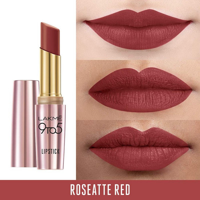 Lakme 9 To 5 Primer + Matte Lipstick – MR4 Roseatte Red 3.6gm