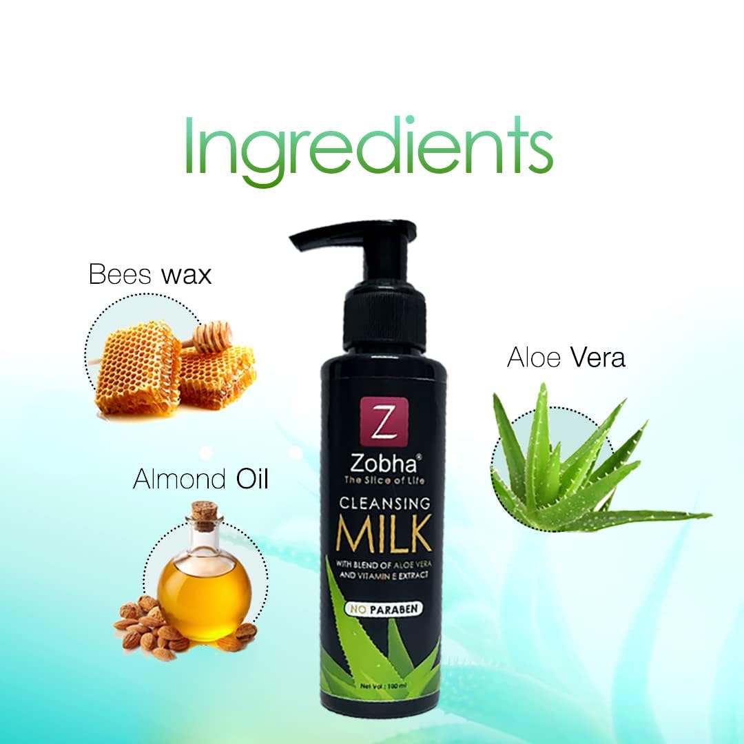 Zobha Natural Skin Care Cleansing Milk With Aloevera Extracts - 100ml