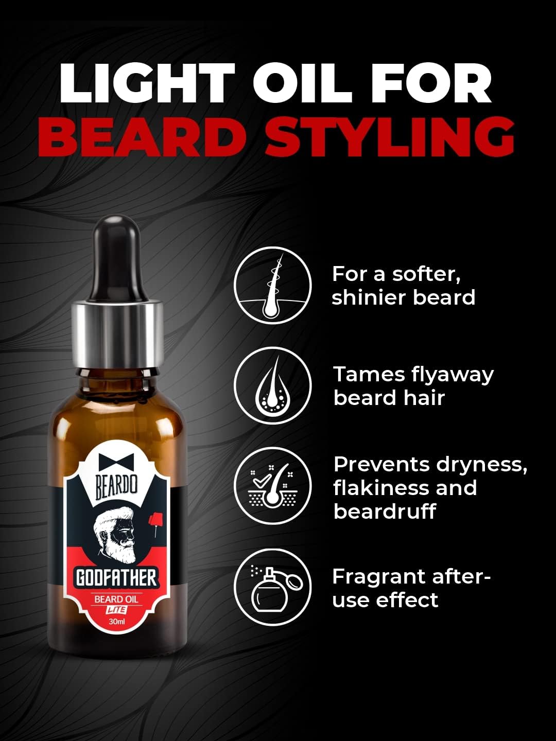 Beardo Beard Oil for men - Godfather Lite Beard and Moustache Oil - 30ml