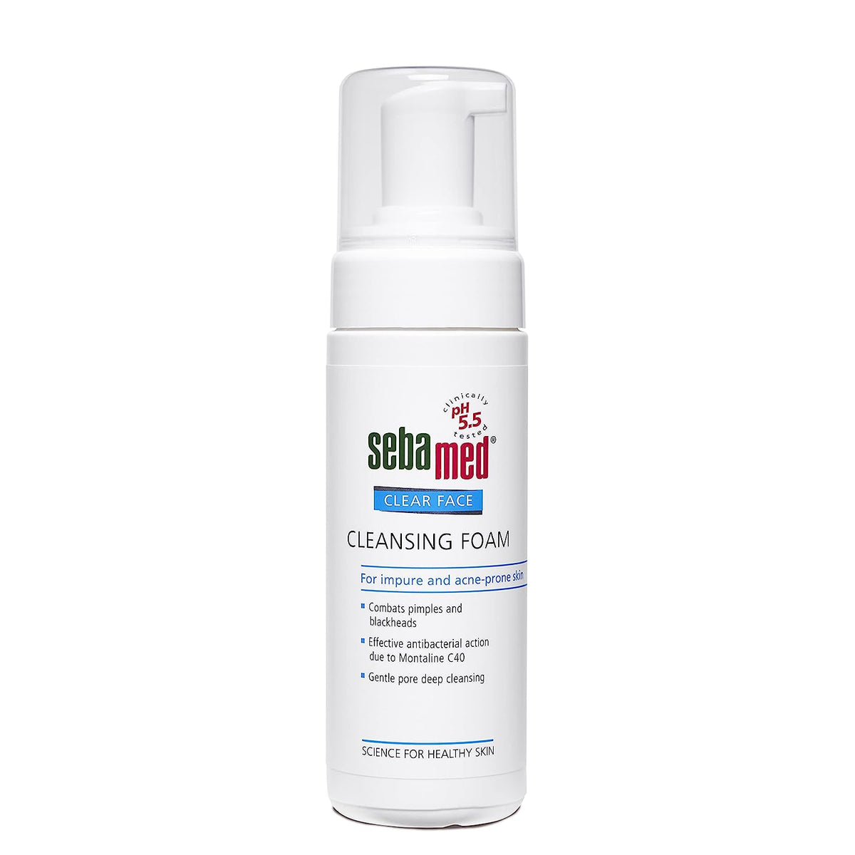 Sebamed Clear Face Foam, PH 5.5, Acne, Pimples & Blackheads, Montaline C40, Gentle Deep Cleanser (150ml)
