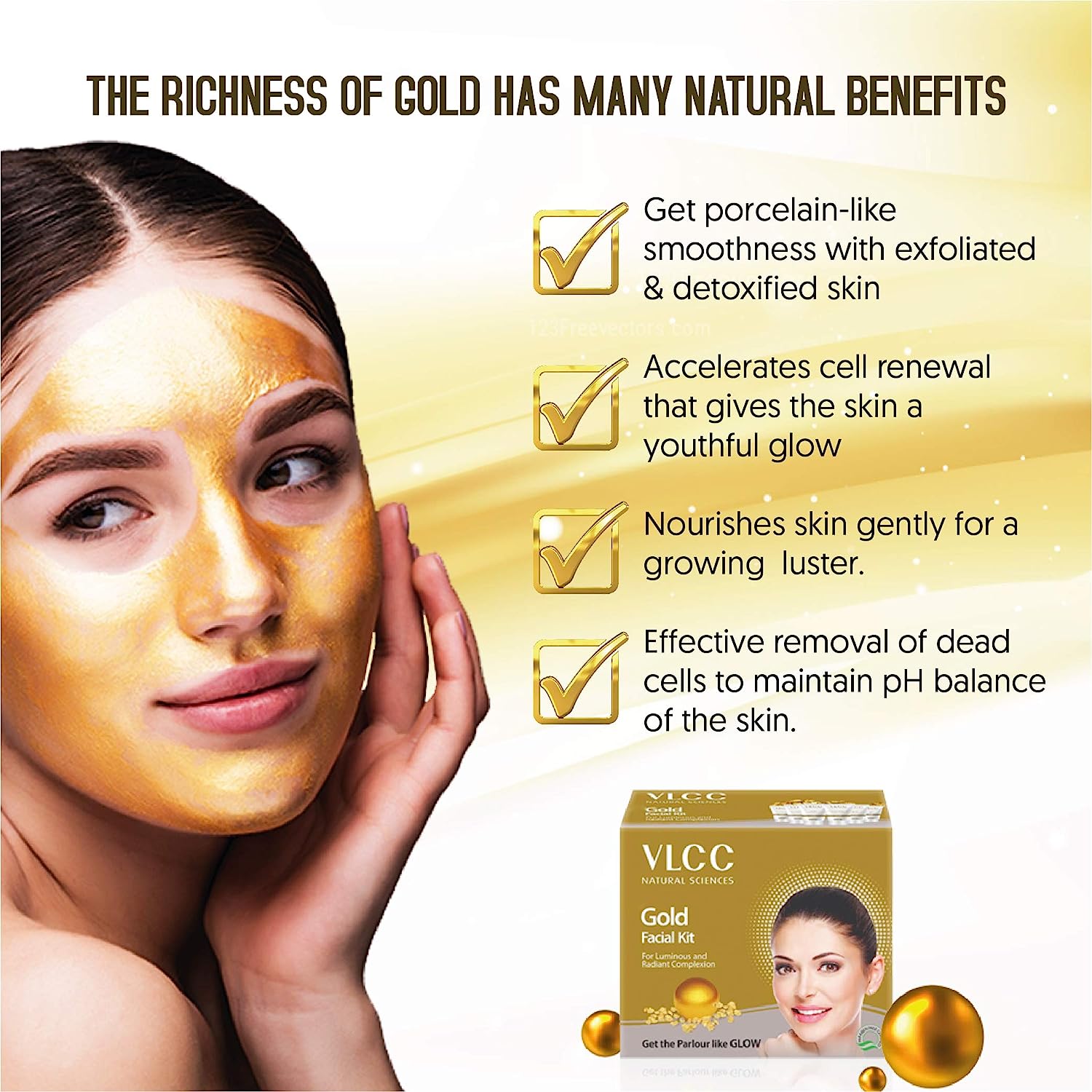 VLCC Natural Sciences Gold Facial Kit for Luminous and Radiant Complexion 60g